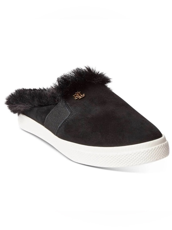 Lauren Ralph Lauren Shoes - NEW Lauren Ralph Lauren Size 6.5 Black Sheep Suede Jimmy Mule Sneaker w Faux Fur